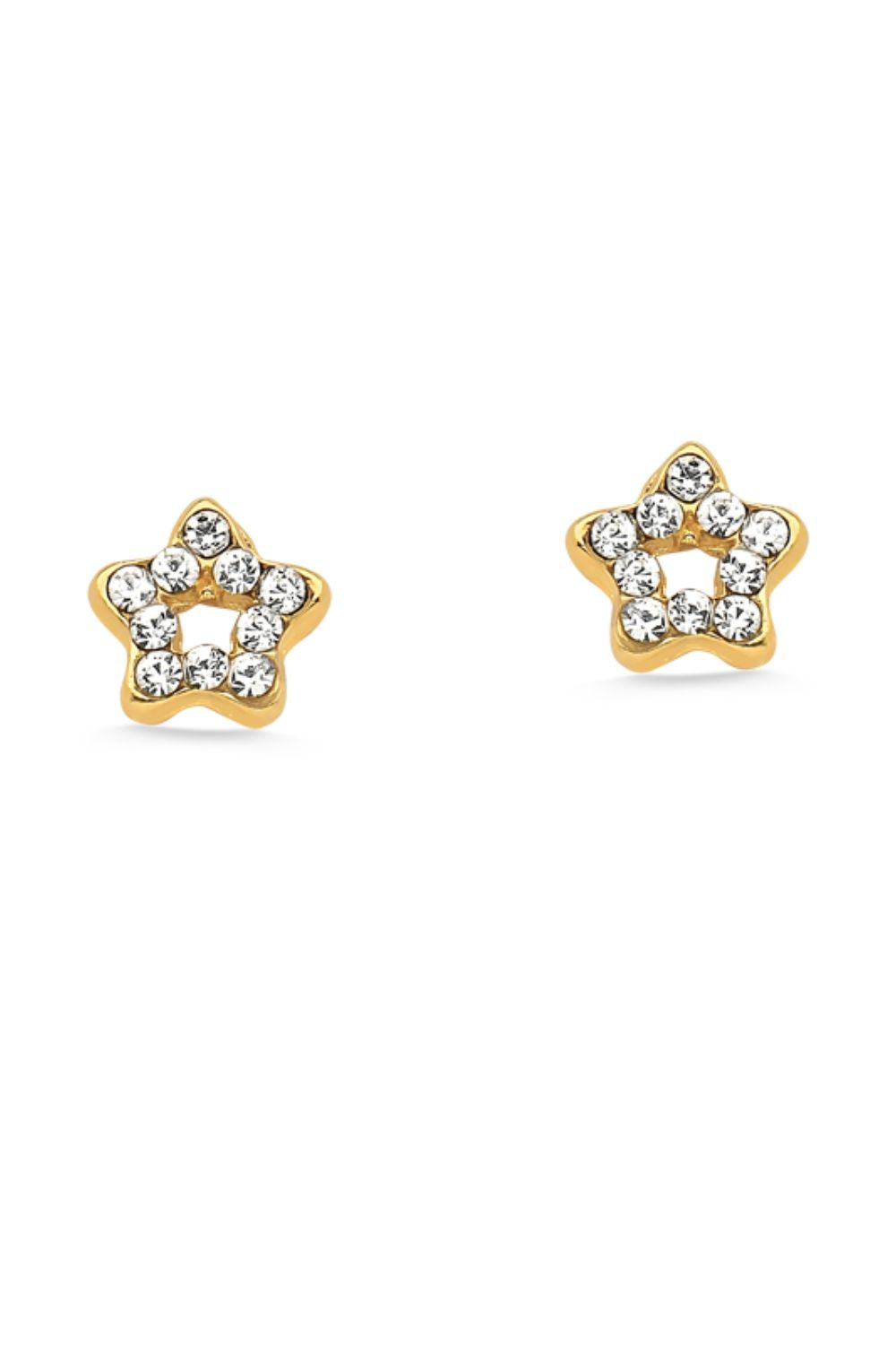 BRINCO MINI ESTRELA COM STRASS FOLHEADO A OURO 18K