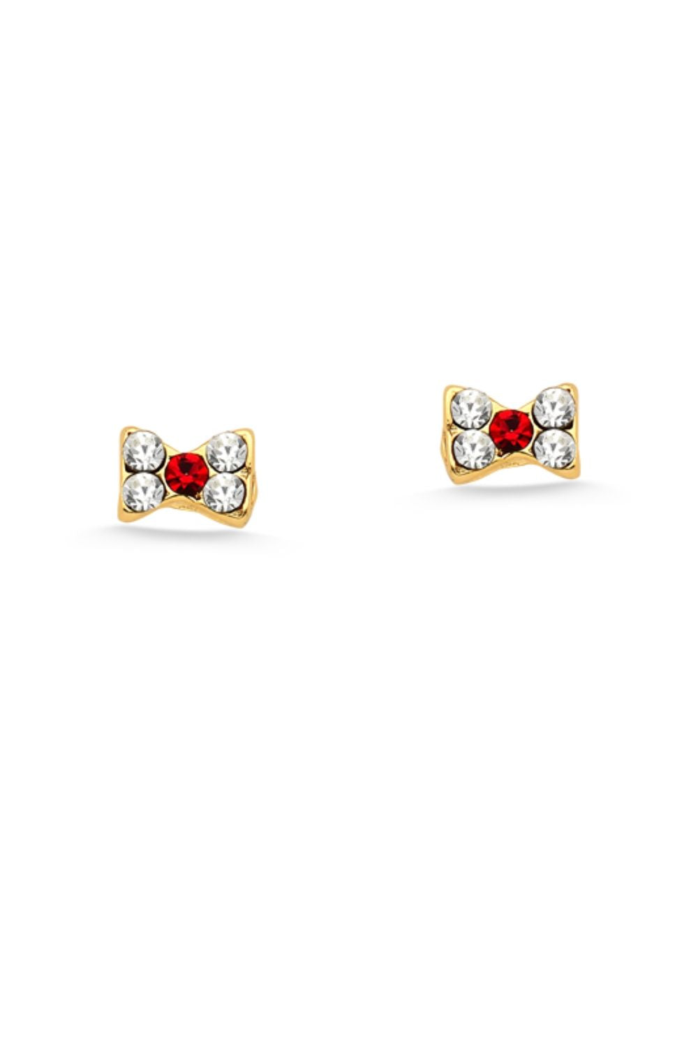 BRINCO MINI LAÇO COM STRASS FOLHEADO A OURO 18K