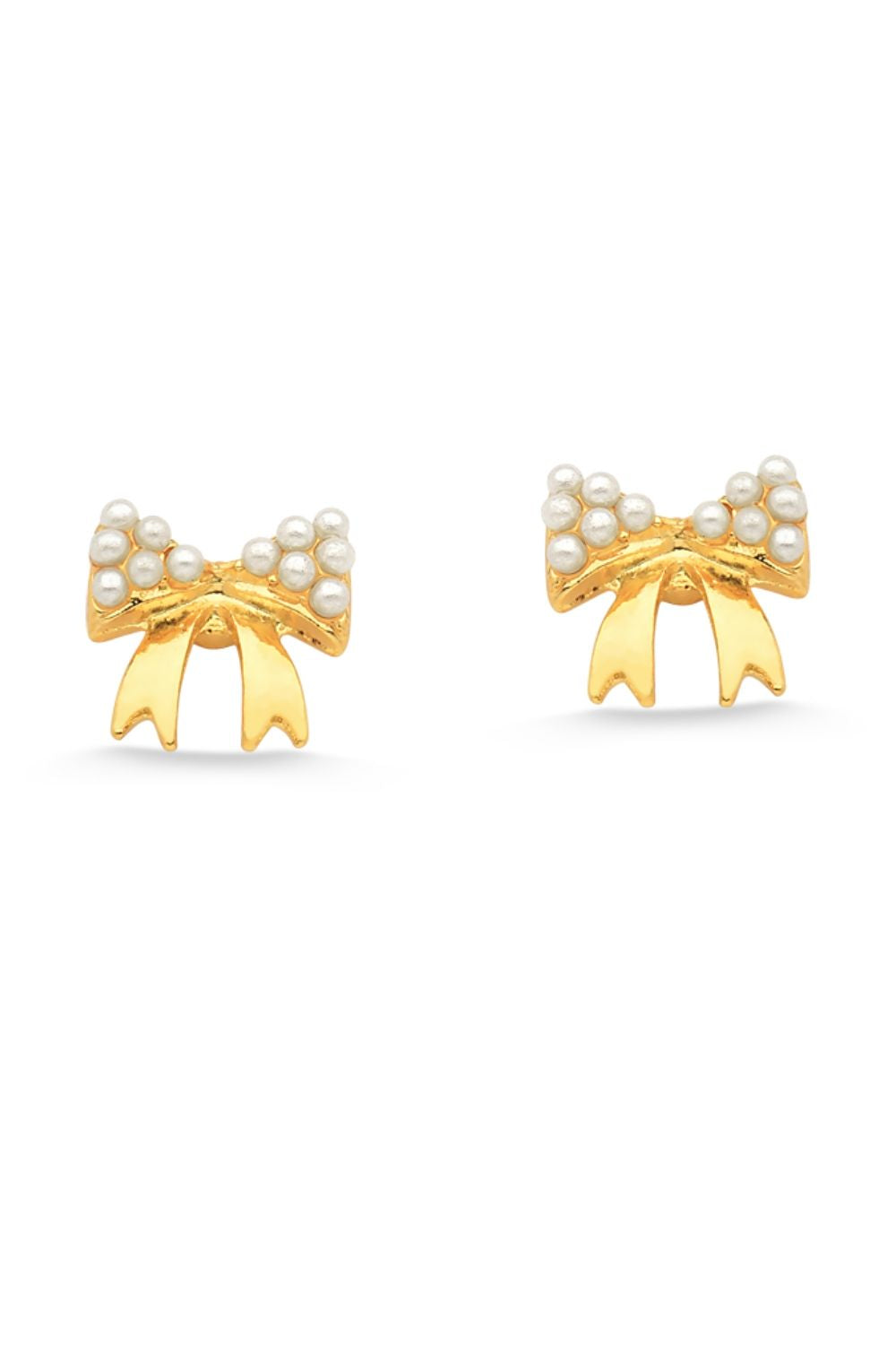 BRINCO MINI LAÇO COM PÉROLAS FOLHEADO A OURO 18K