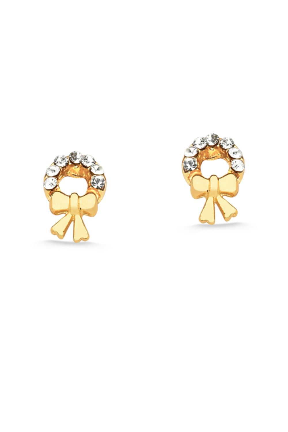 BRINCO MINI LAÇO COM STRASS FOLHEADO A OURO 18K