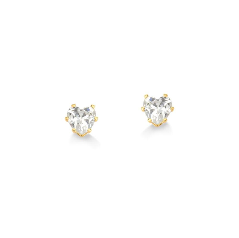 BRINCO CORAÇÃO ZIRCONIA CRISTAL FOLHEADO A OURO 18K