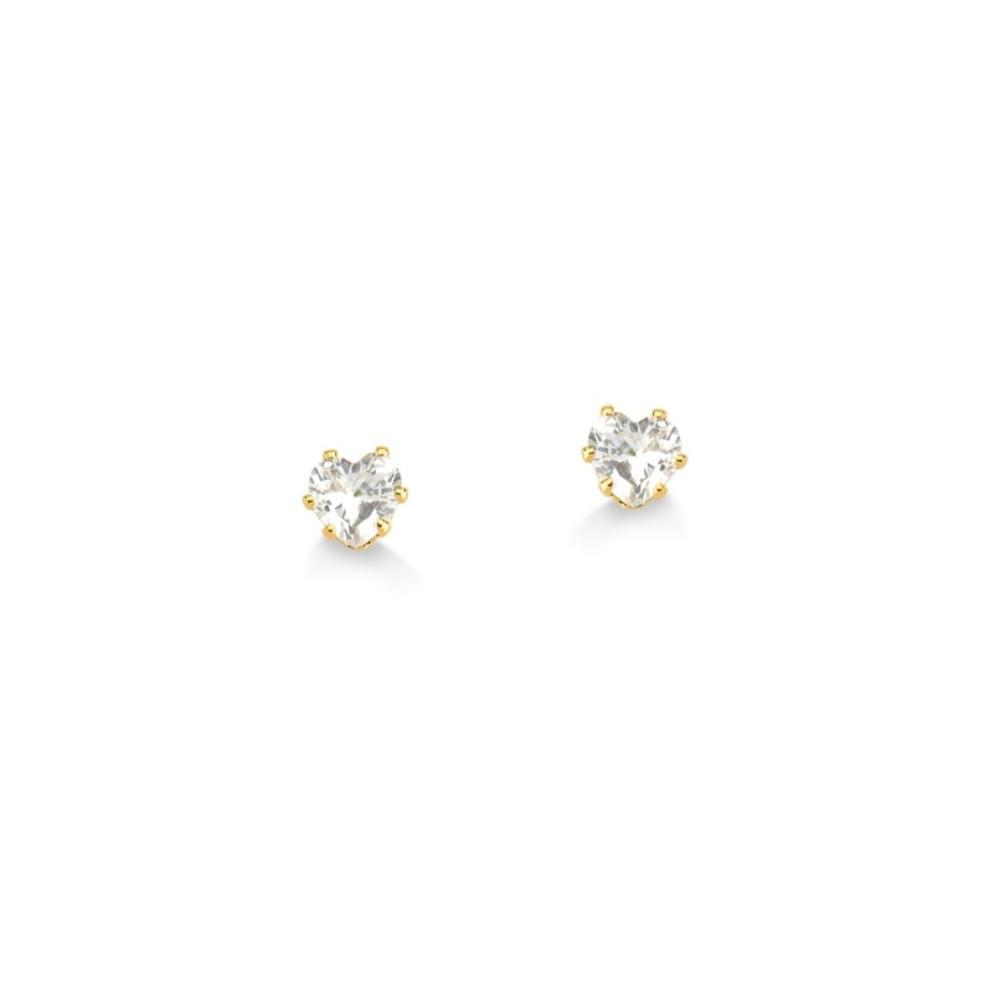 BRINCO CORAÇÃO ZIRCONIA MINI FOLHEADO A OURO 18K