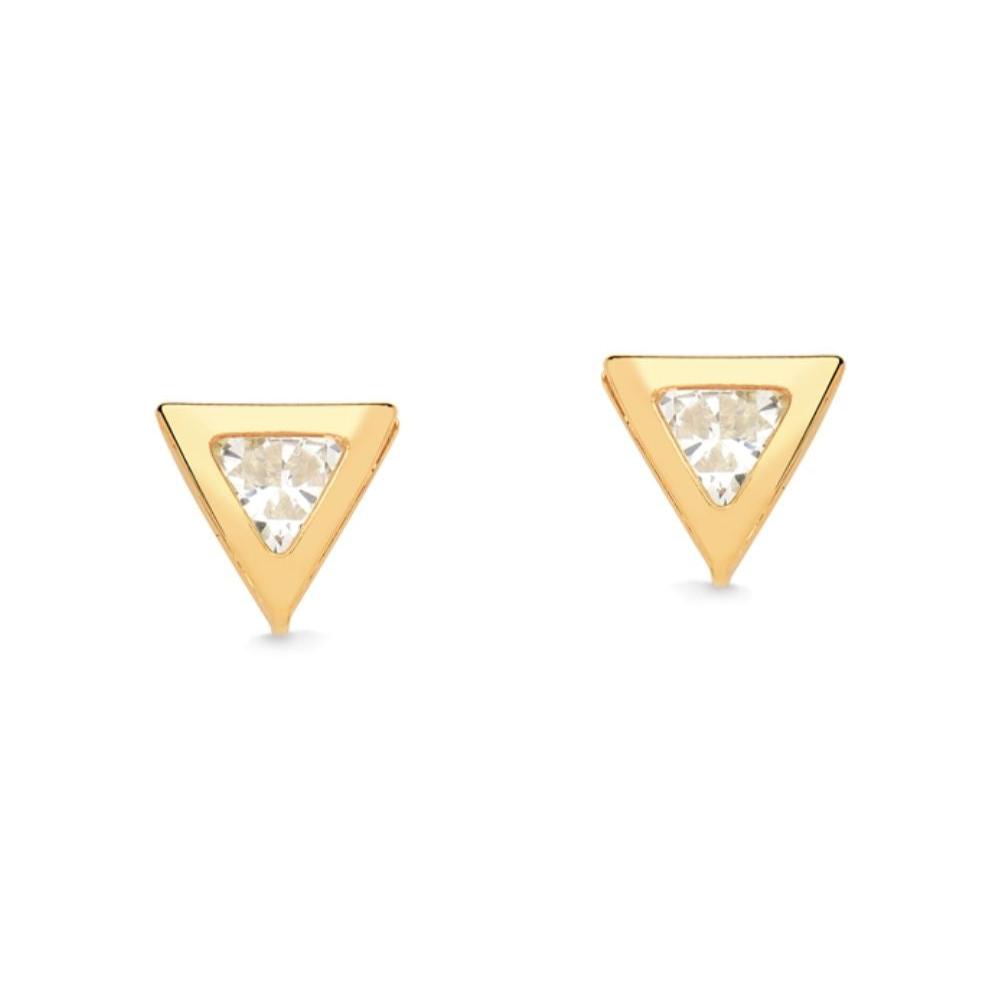 BRINCO MINI TRIÂNGULO COM ZIRCÔNIA FOLHEADO A OURO 18K