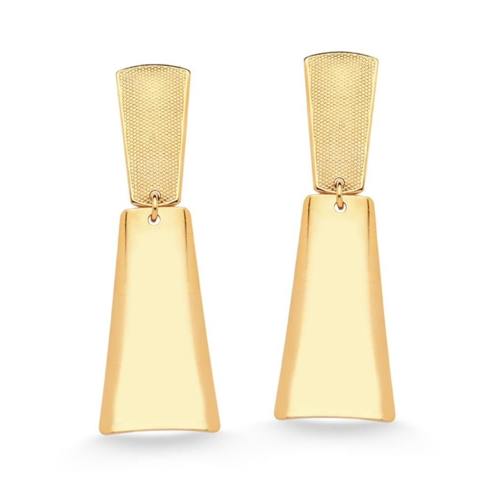 BRINCO TRAPÉZIOS FOLHEADO A OURO 18K