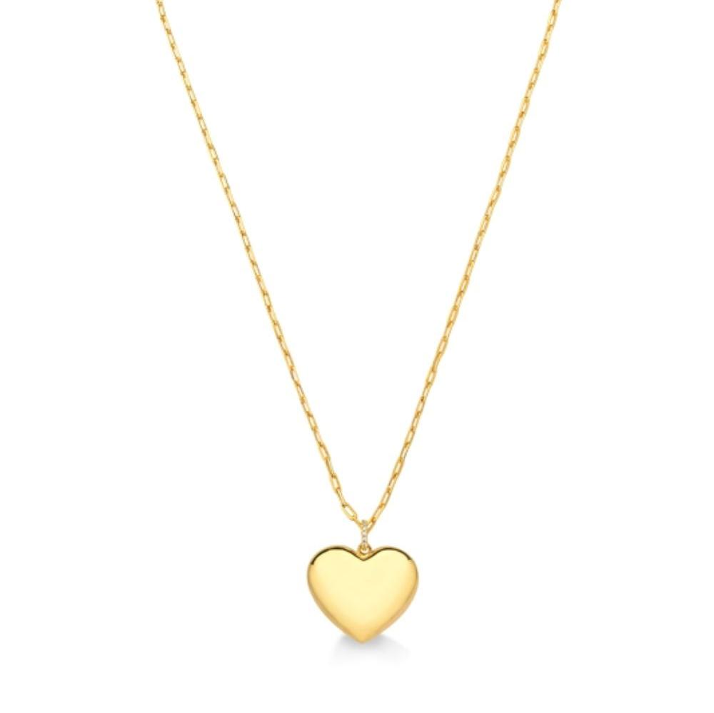 COLAR COM PINGENTE DE CORAÇÃO FOLHEADO A OURO 18K