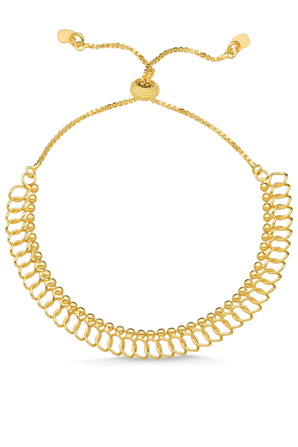 PULSEIRA REGULÁVEL COM ELOS GRANDES FOLHEADA A OURO 18K