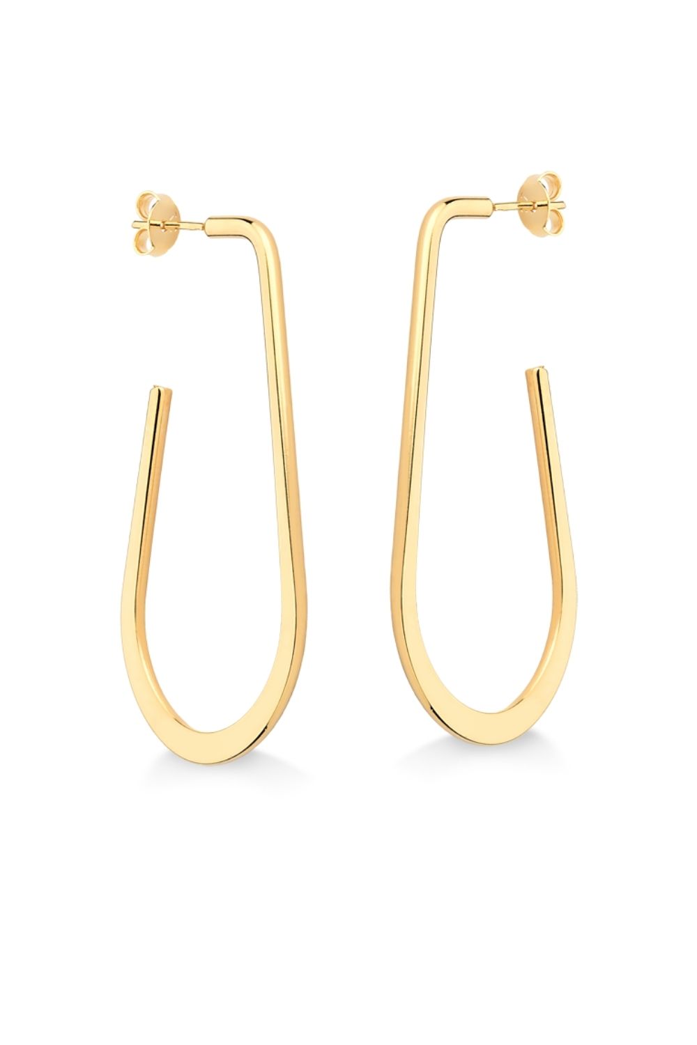 BRINCO DE ARGOLA ALONGADA 4,5 CM DE ALTURA FOLHEADO A OURO 18K