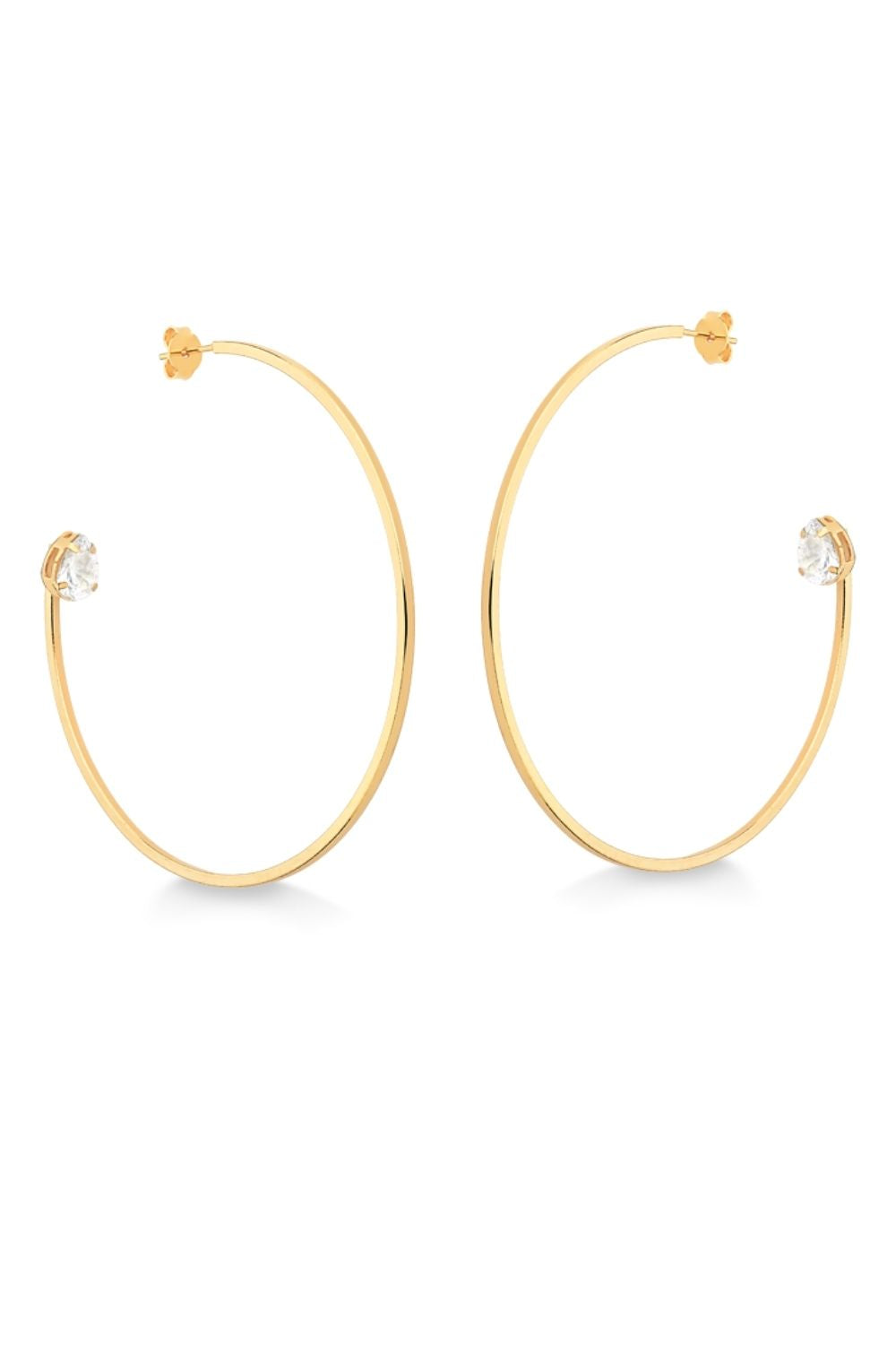 BRINCO DE ARGOLA 6 CM DE DIÂMETRO COM ZIRCÔNIA FOLHEADO A OURO 18K
