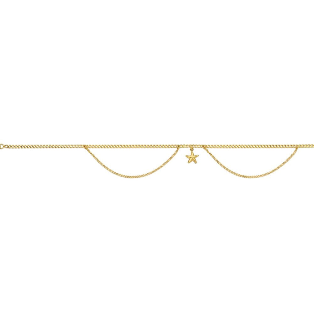 TORNOZELEIRA COM ESTRELA DO MAR FOLHEADA A OURO 18K