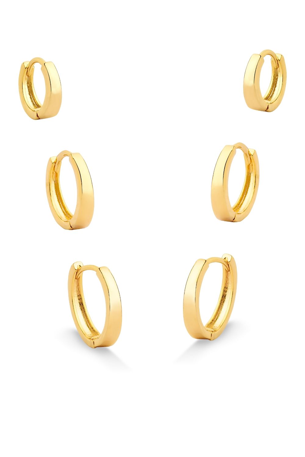 BRINCO TRIO DE ARGOLAS LISAS FOLHEADO A OURO 18K