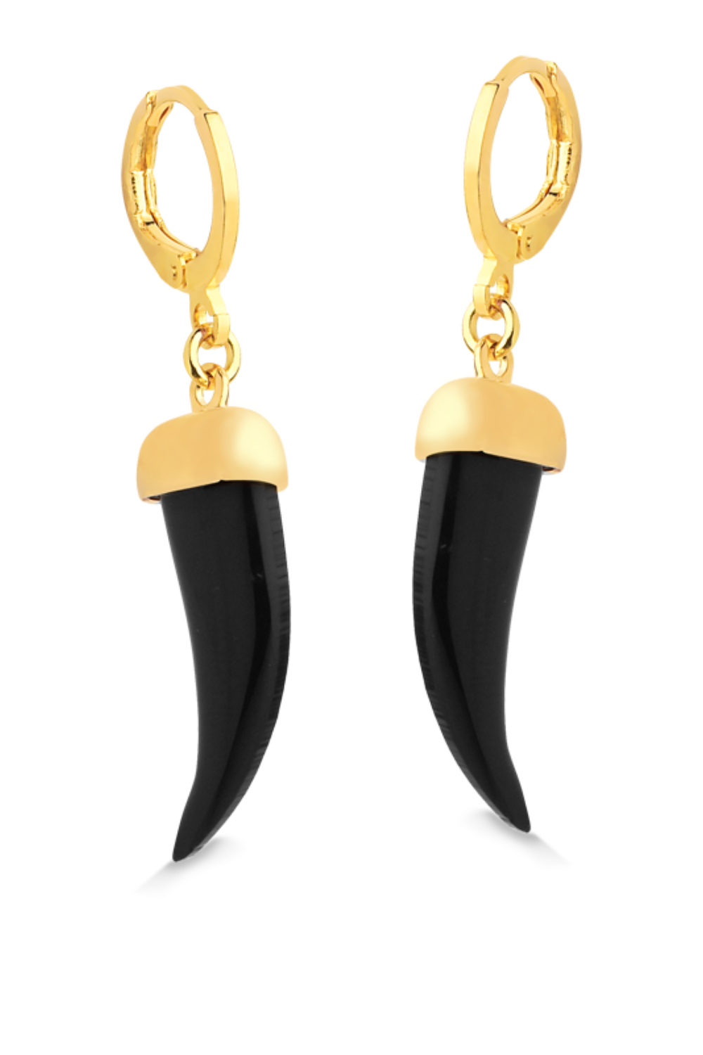 BRINCO DE ARGOLA DENTE DE SABRE EM ACRÍLICO PRETO GRANDE
