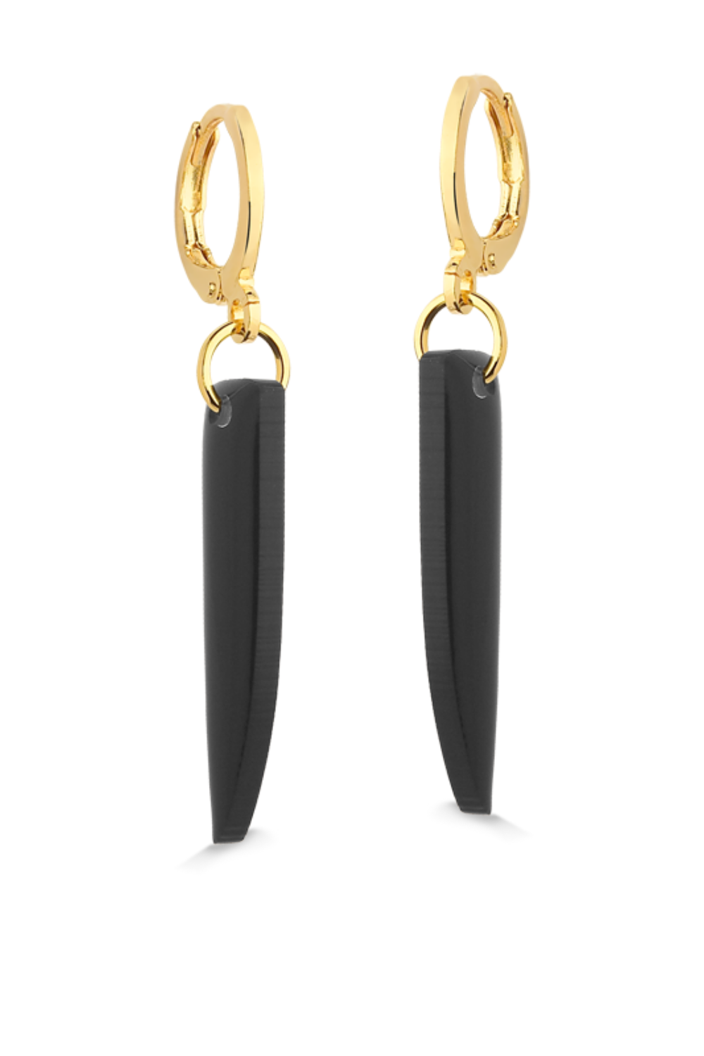 BRINCO DE ARGOLA DENTE DE SABRE EM ACRÍLICO PRETO