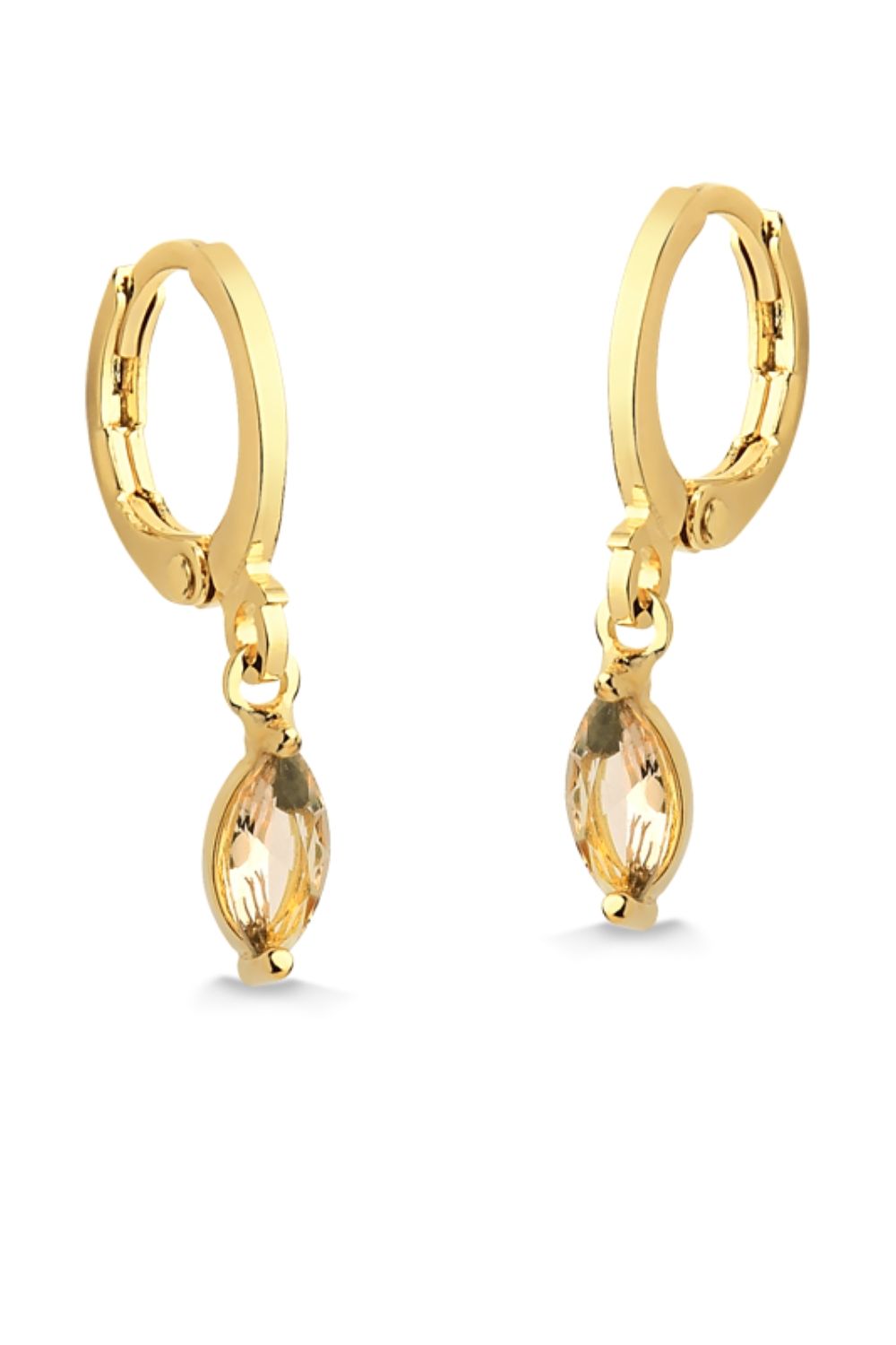 BRINCO DE ARGOLA COM PINGENTE DE ZIRCÔNIA MORGANITA FOLHEADO A OURO 18K