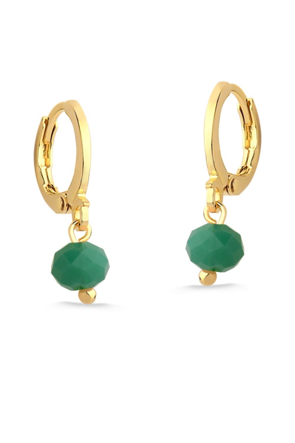 BRINCO DE ARGOLA COM PINGENTE DE PEDRA NATURAL MÉDIA VERDE TURQUESA