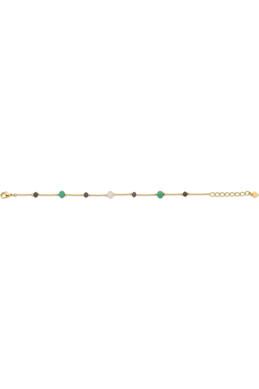 PULSEIRA DELICADA COM PEDRAS NATURAIS COLORIDAS FOLHEADA A OURO 18K