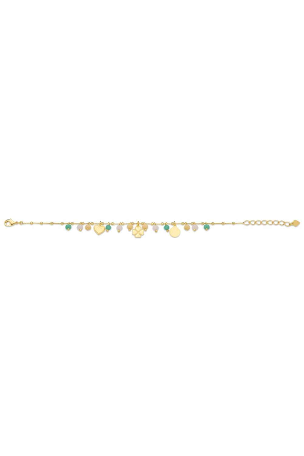 PULSEIRA DELICADA COM PINGENTES FOLHEADA A OURO 18K
