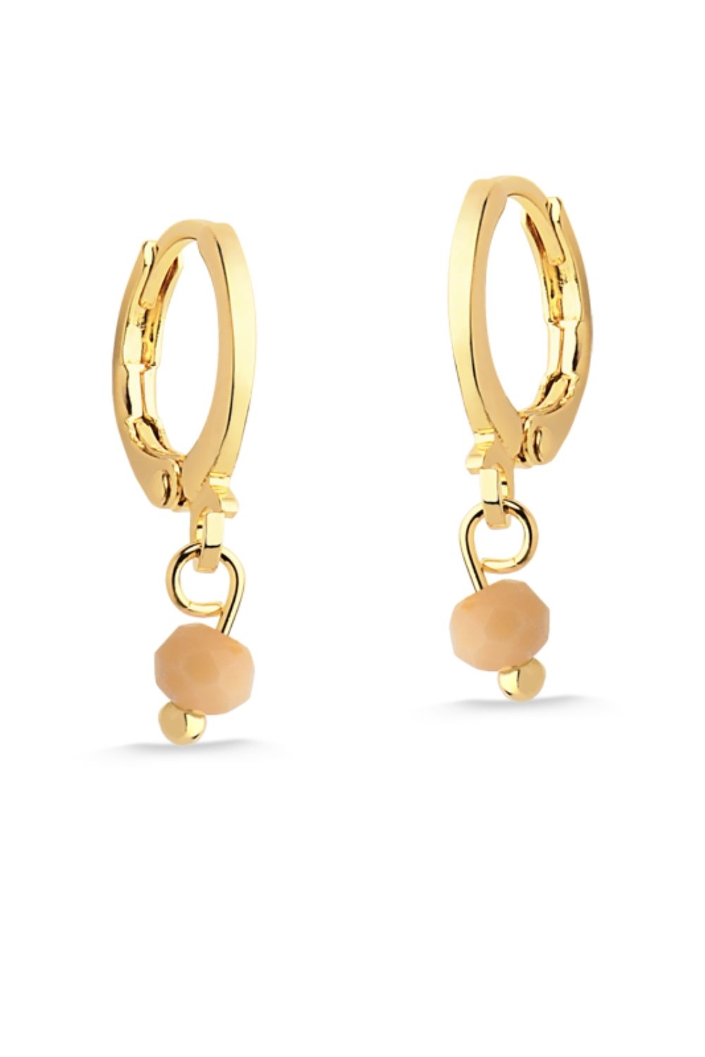 BRINCO DE ARGOLA COM PINGENTE DE PEDRA NATURAL PEQUENA NUDE