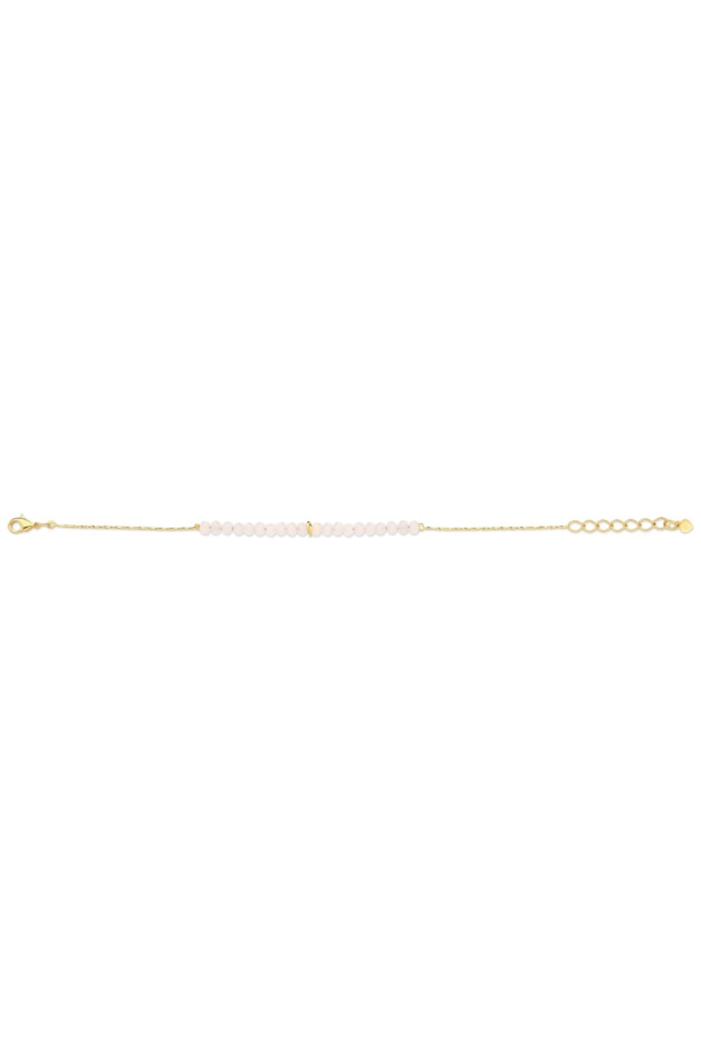 PULSEIRA DELICADA COM PEDRAS ROSAS PEQUENAS FOLHEADA A OURO 18K
