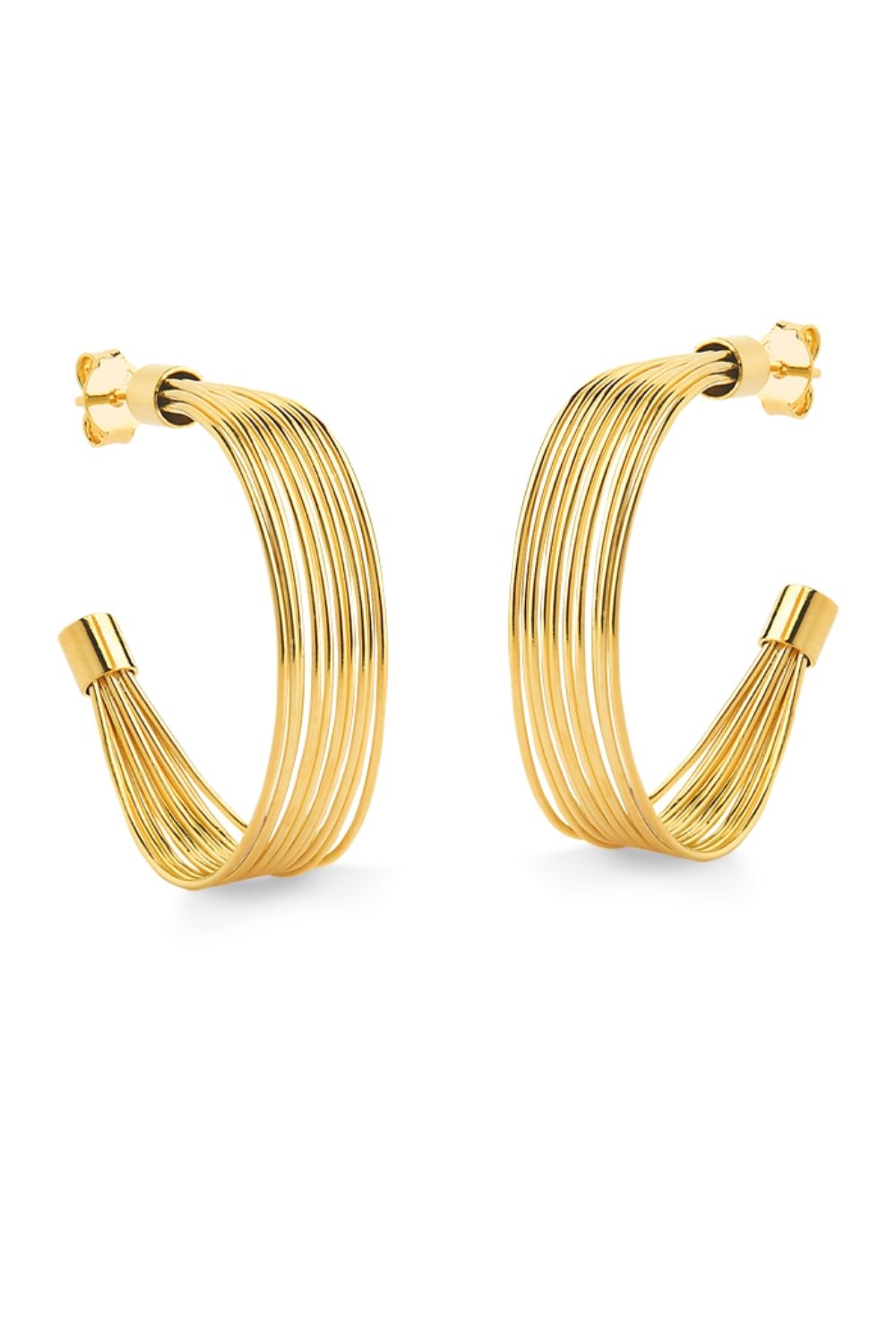BRINCO DE ARGOLA ABERTA EM FIOS FOLHEADA A OURO 18K