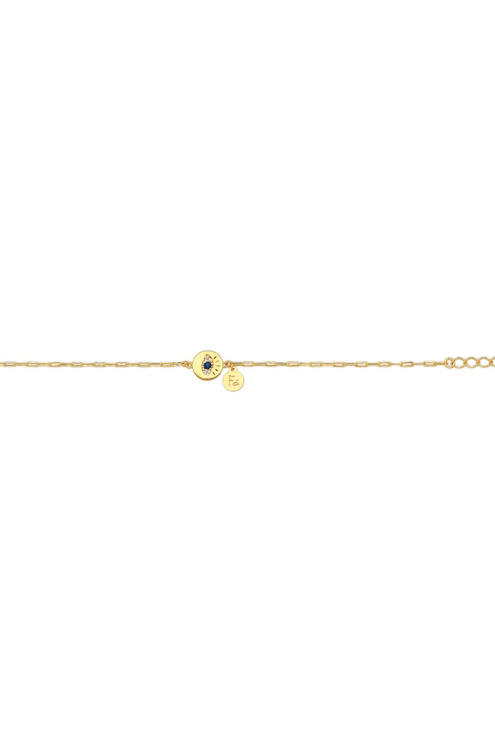 PULSEIRA OLHO GREGO CRAVEJADA DE ZIRCÔNIAS FOLHEADA A OURO 18K