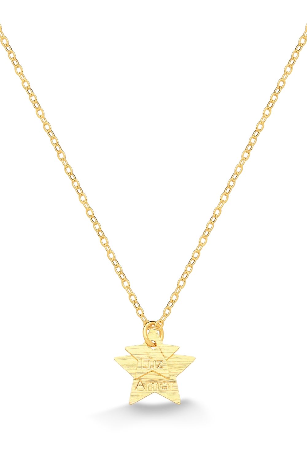 COLAR ESTRELAS LUZ E AMOR FOLHEADO A OURO 18K