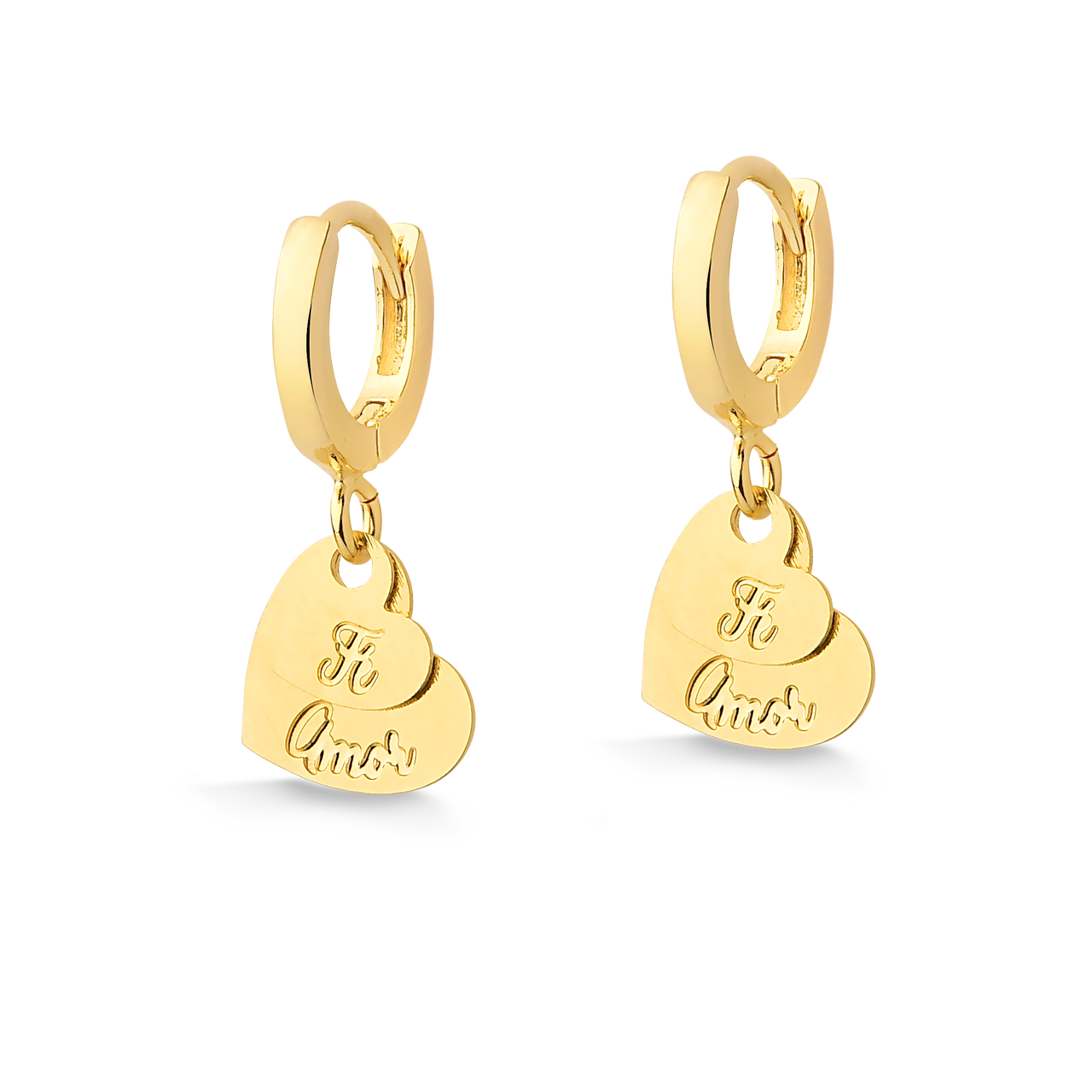BRINCO DE ARGOLA FE E AMOR FOLHEADO A OURO 18K