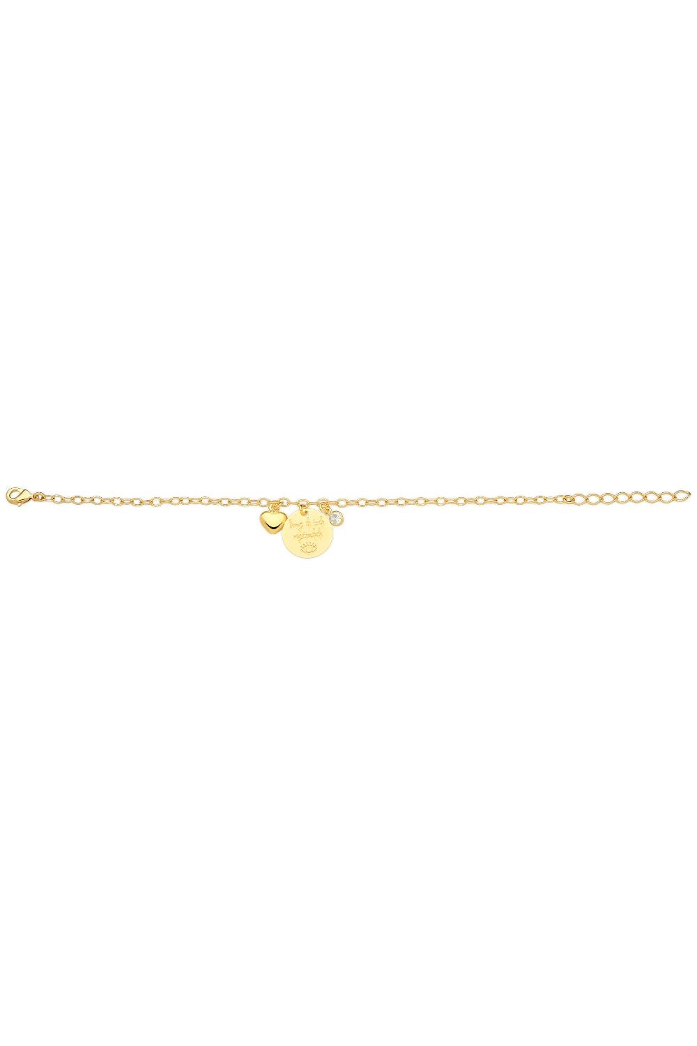 PULSEIRA COM MEDALHA LONGE DE TODA NEGATIVIDADE FOLHEADA A OURO 18K