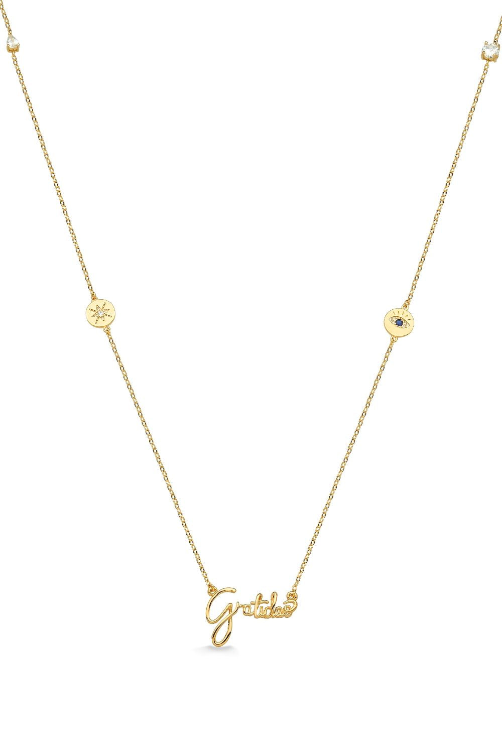 COLAR GRATIDÃO LONGO FOLHEADO A OURO 18K