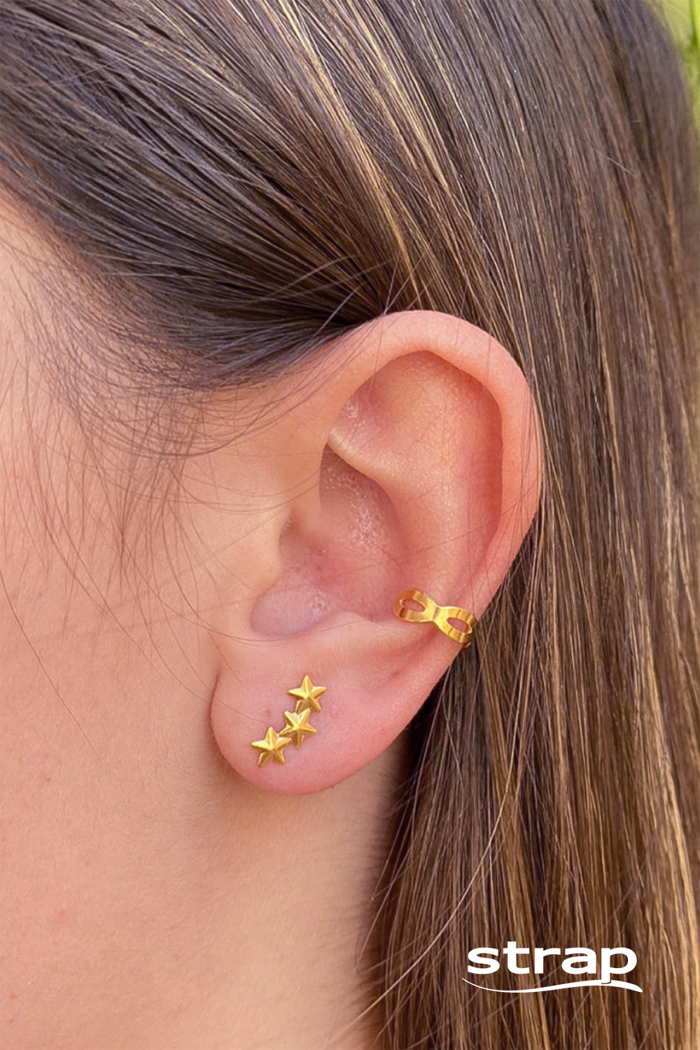 BRINCO MINI ESTRELAS FOLHEADO A OURO 18K