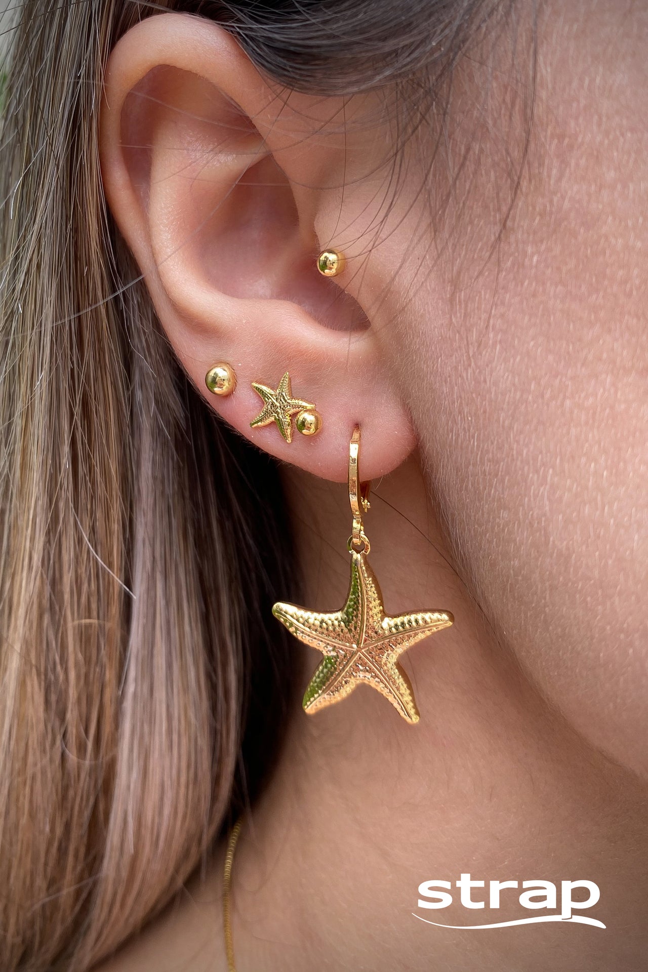 BRINCO TRIO MINI BOLAS FOLHEADO A OURO 18K