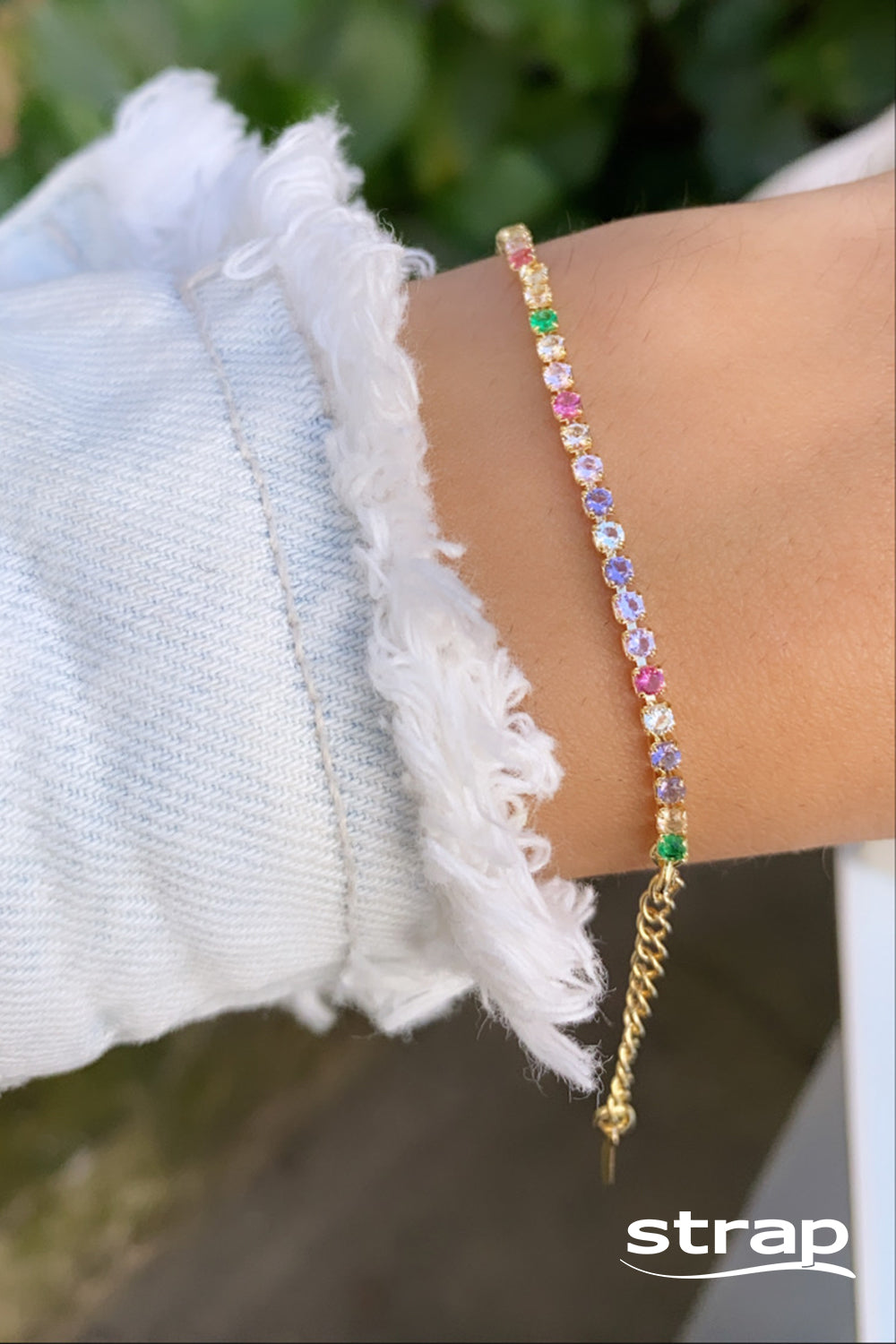 PULSEIRA RIVIEIRA COLORIDA FOLHEADO A OURO 18K