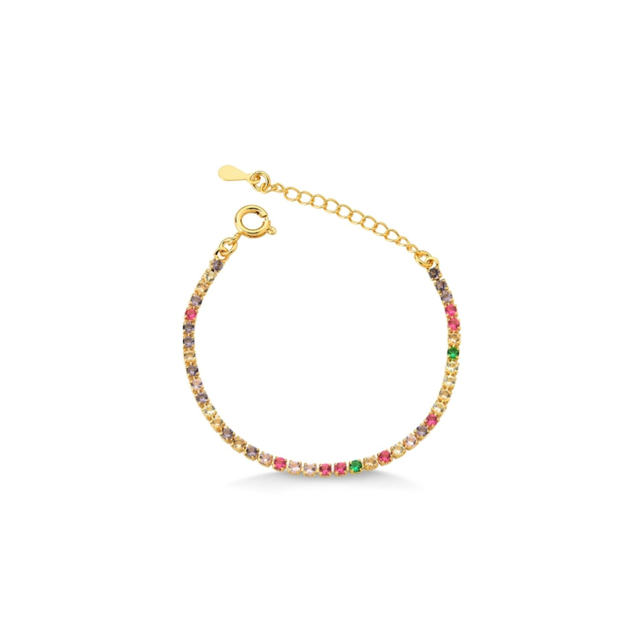 PULSEIRA RIVIEIRA COLORIDA FOLHEADO A OURO 18K