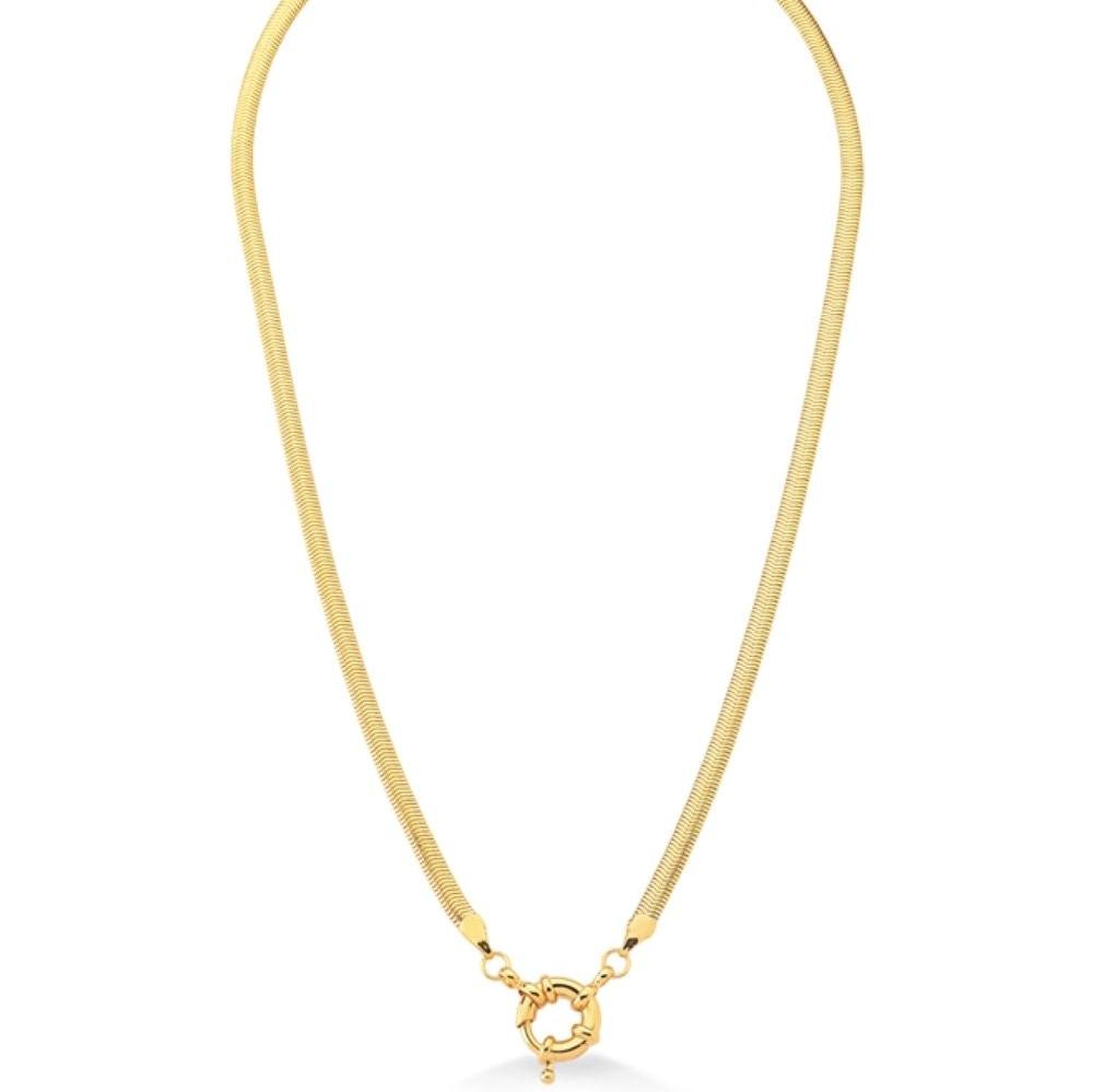 COLAR FIO ALEMÃO COM FECHO BOIA FRONTAL FOLHEADO A OURO 18K