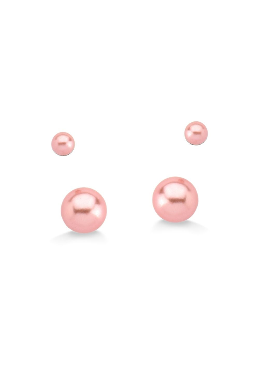 BRINCO DUPLA DE PEROLAS ROSA EM AÇO INOX