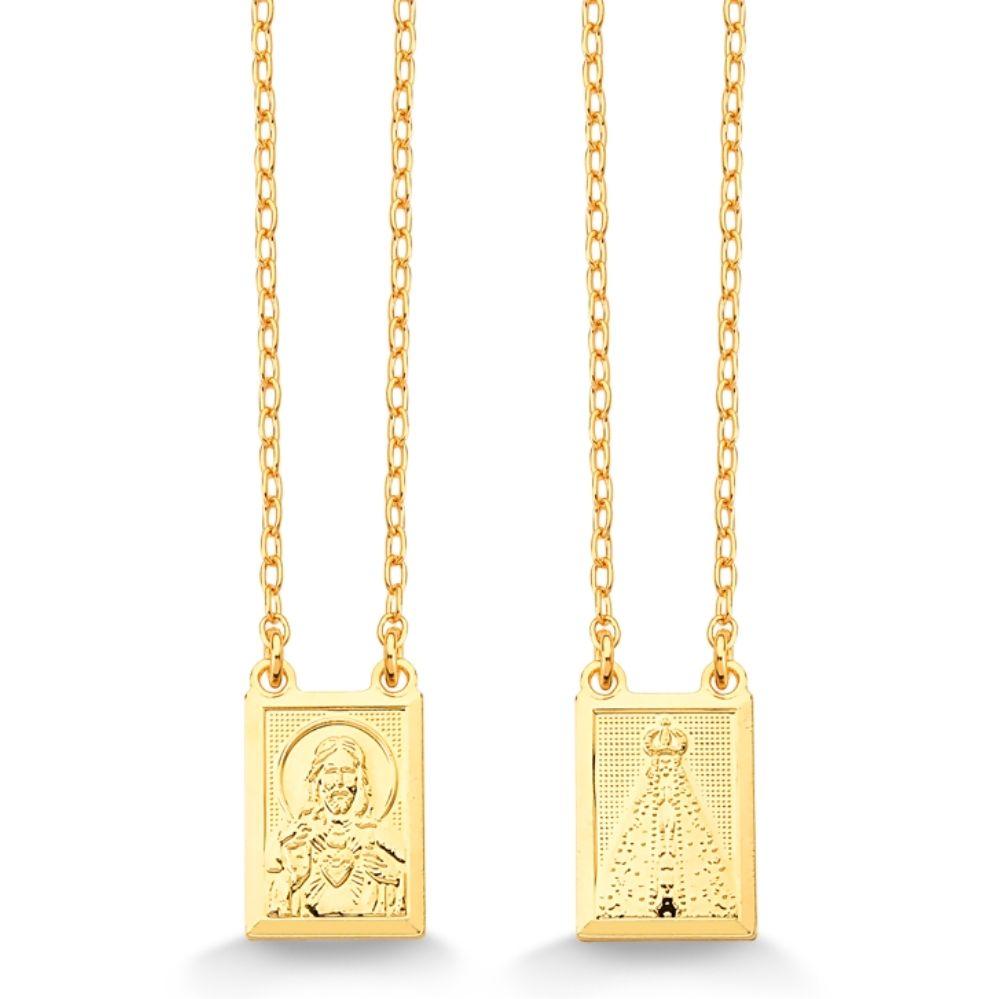 ESCAPULÁRIO N. SRA. APARECIDA FOLHEADO A OURO 18K