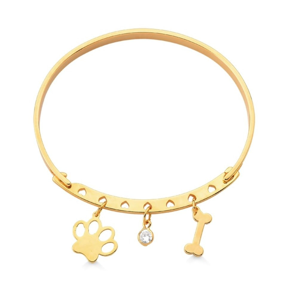 BRACELETE PATINHA E OSSO FOLHEADO A OURO 18K
