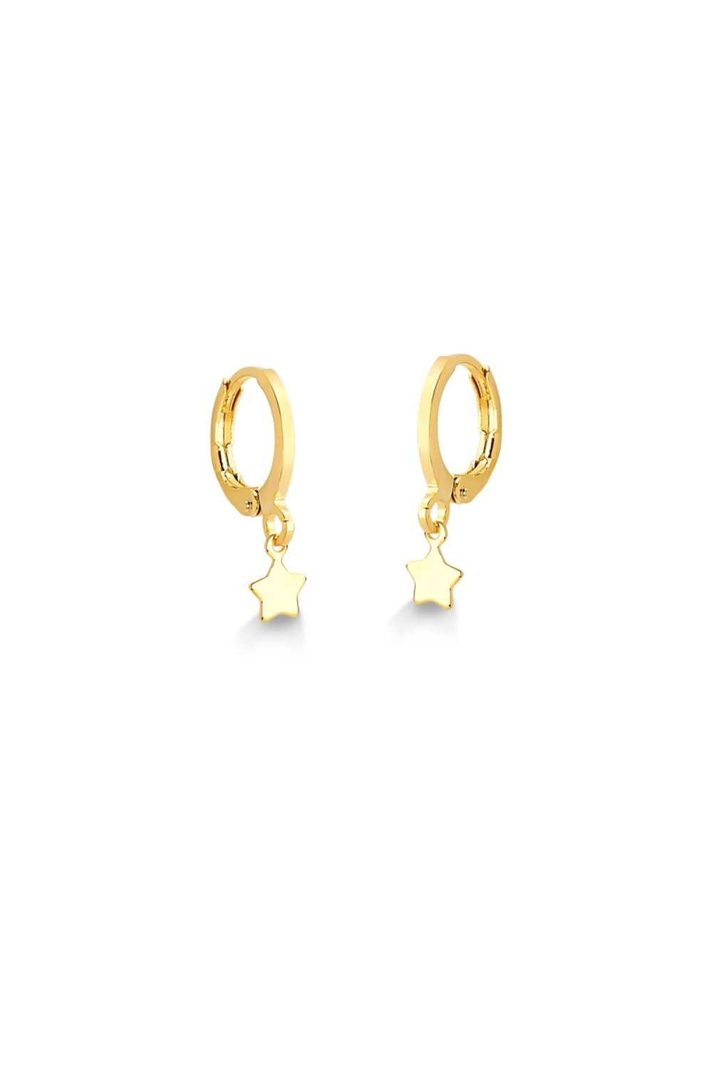BRINCO DE ARGOLA COM MINI ESTRELA FOLHEADO A OURO 18K