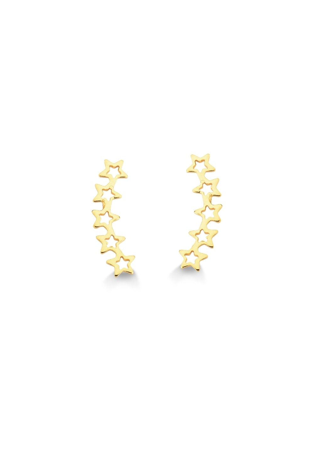 BRINCO EAR CUFF DE ESTRELAS VAZADAS FOLHEADO A OURO 18K