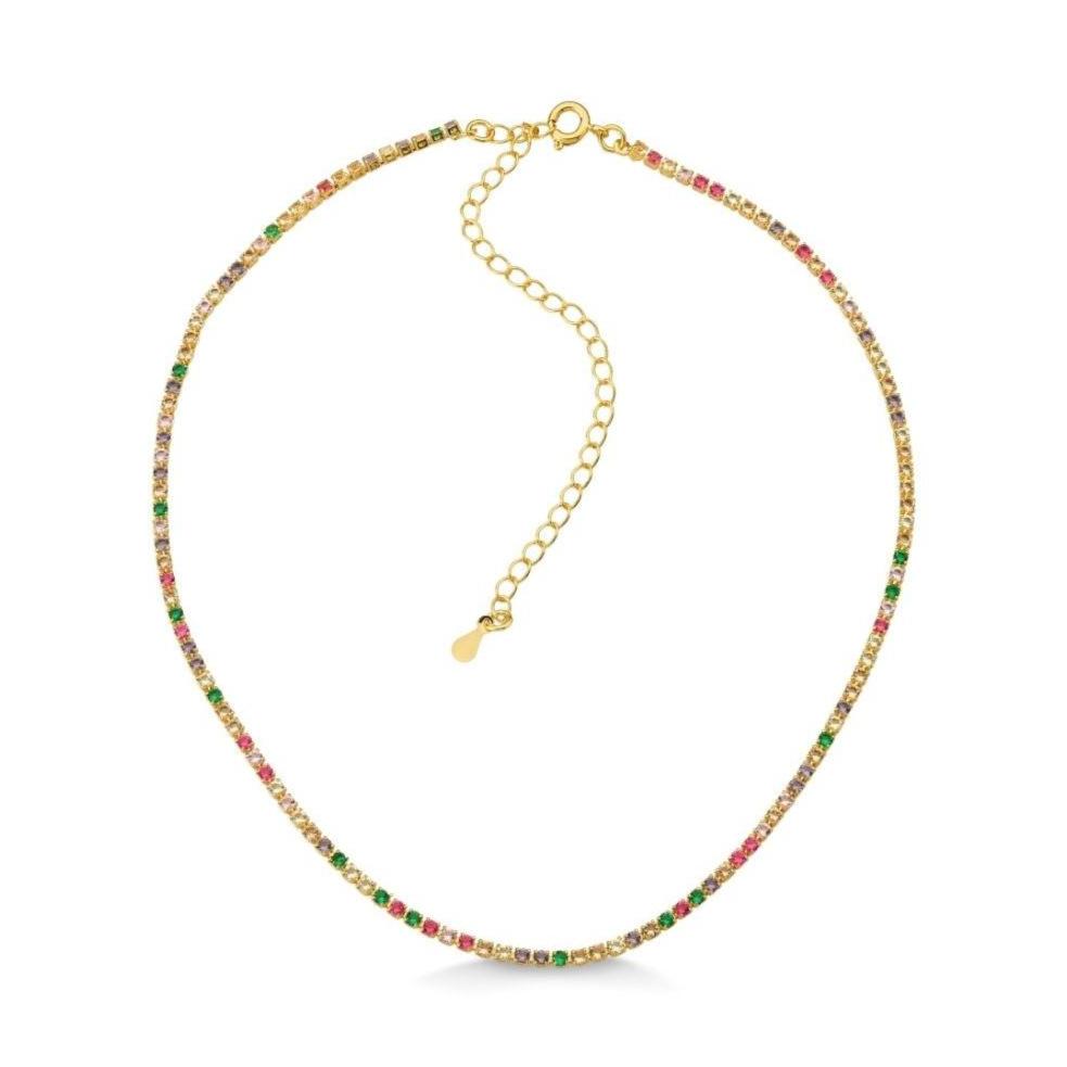 CHOKER RIVIERA COLORIDA FOLHEADA A OURO 18K