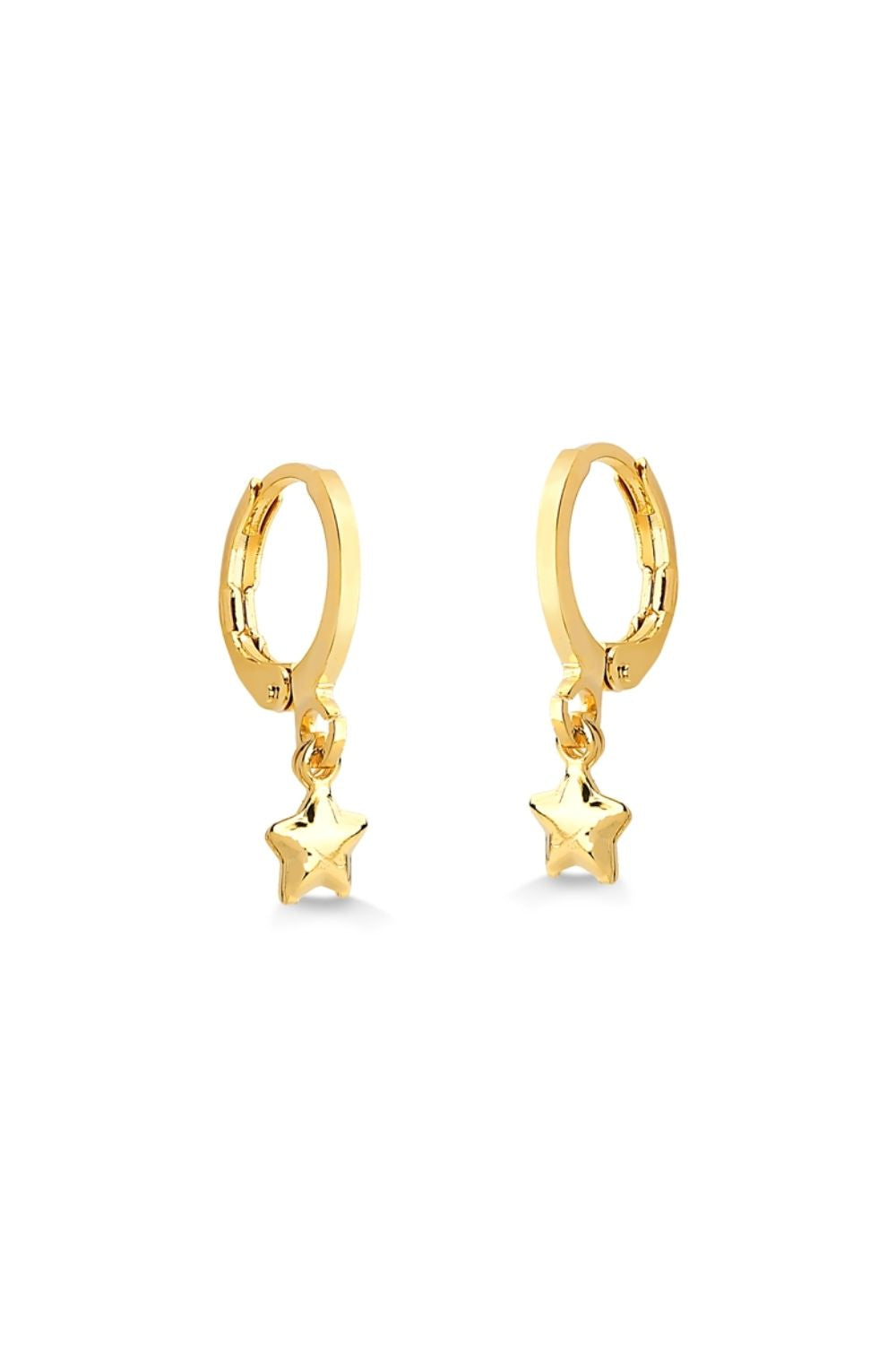 BRINCO ARGOLA COM UMA ESTRELA FOLHEADO A OURO 18K