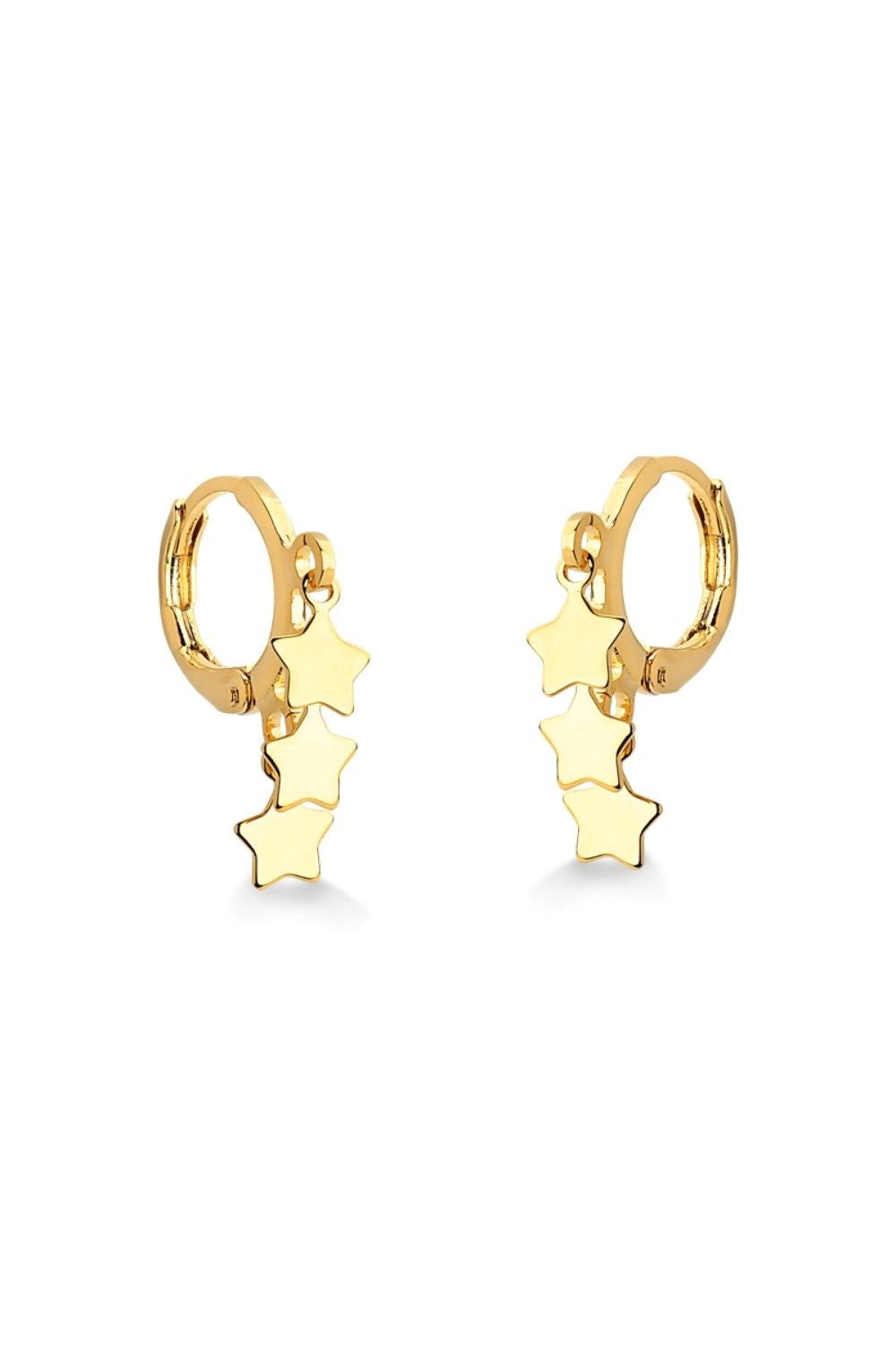 BRINCO ARGOLA COM PINGENTES DE ESTRELAS FOLHEADO A OURO 18K