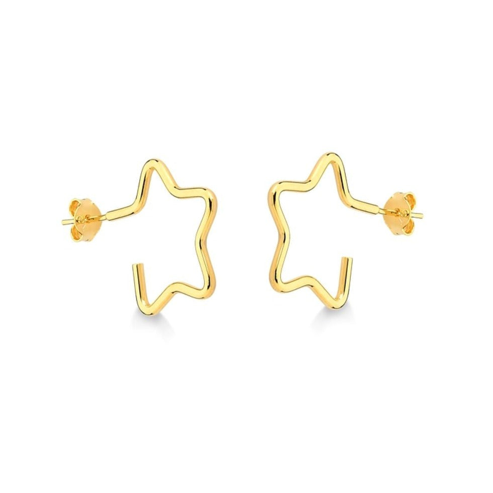 BRINCO ARGOLA ESTRELA PEQUENA FOLHEADO A OURO 18K