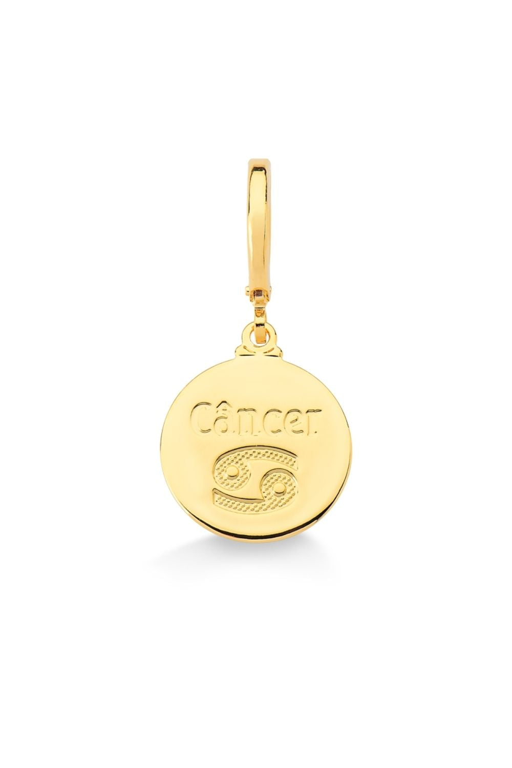 PINGENTE DE SIGNO CANCER FECHAMENTO EM TRANQUETA FOLHEADO A OURO 18K