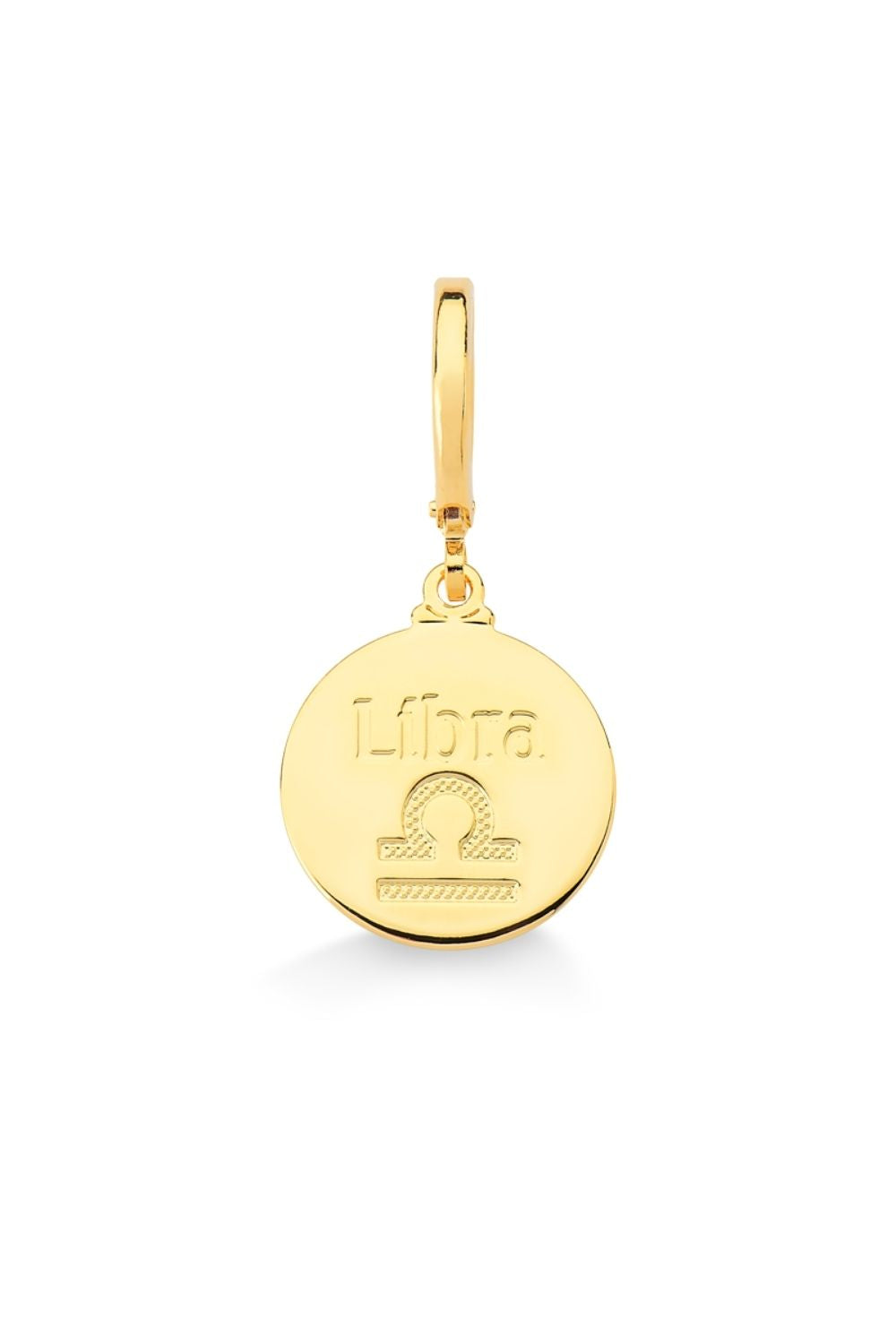 PINGENTE DE SIGNO LIBRA COM FECHAMENTO EM TRANQUETA FOLHEADO A OURO 18K