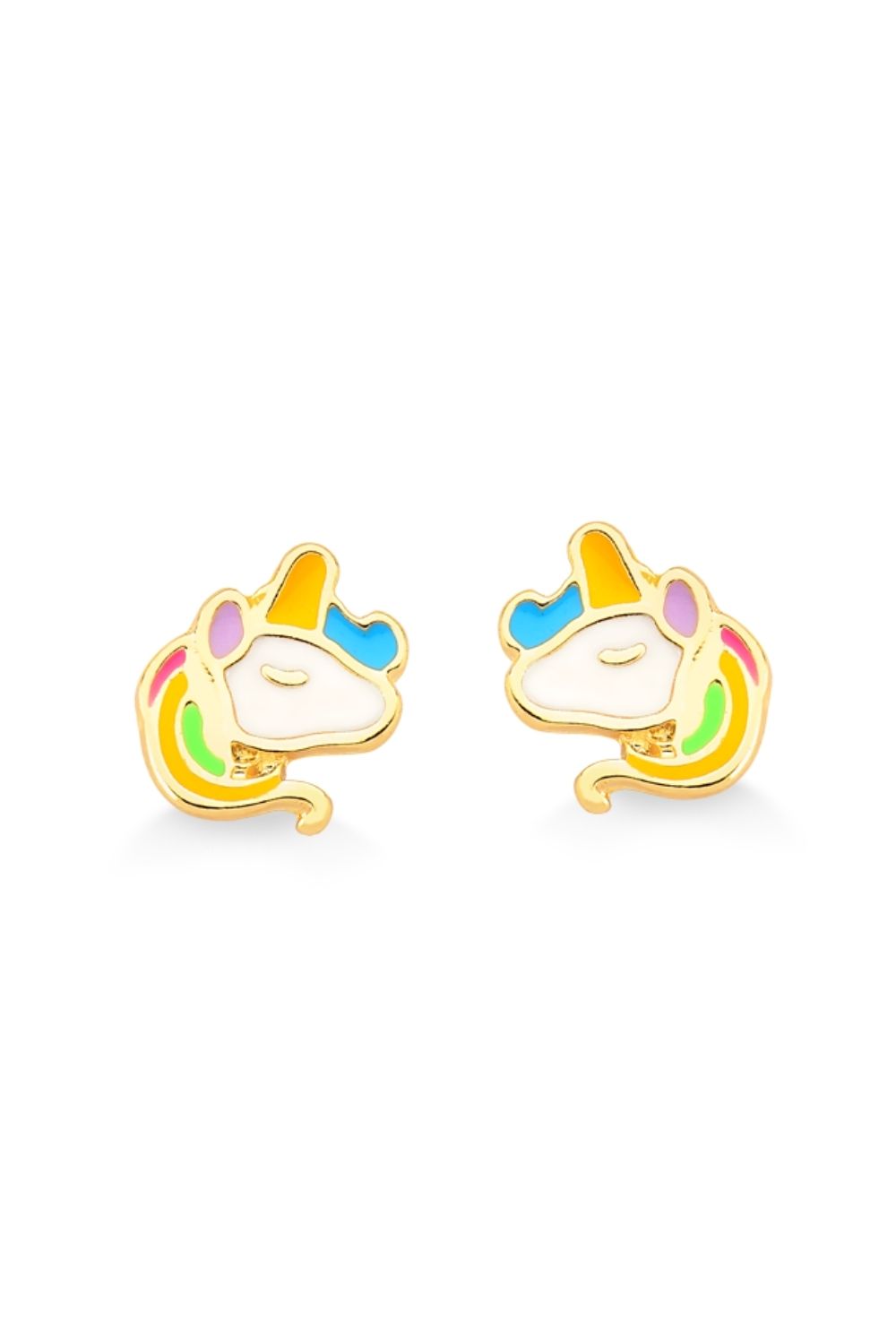 BRINCO INFANTIL UNICORNIO COLORIDO FOLHEADO A OURO 18K