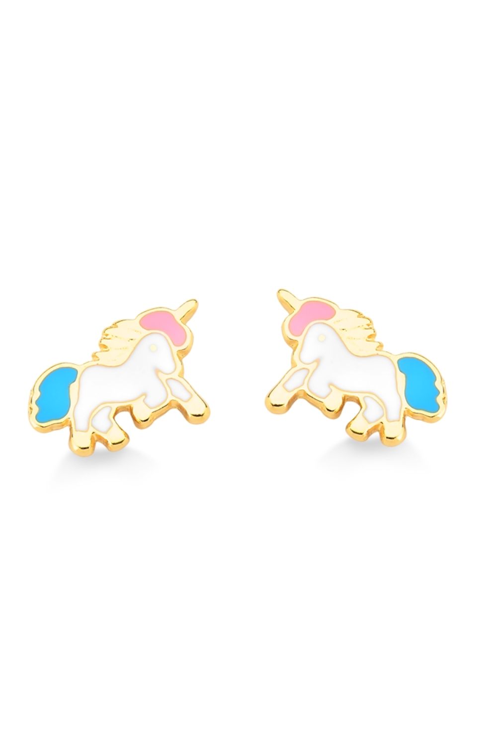 BRINCO UNICORNIO RESINADO FOLHEADO A OURO 18K