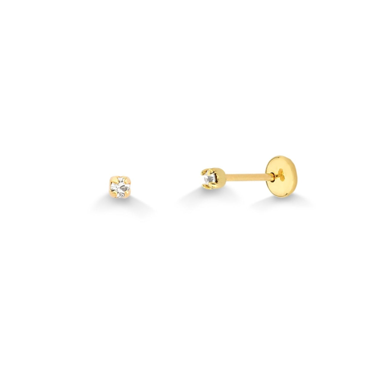 BRINCO MINI PEDRA COM TARRACHA BABY FOLHEADO A OURO 18K
