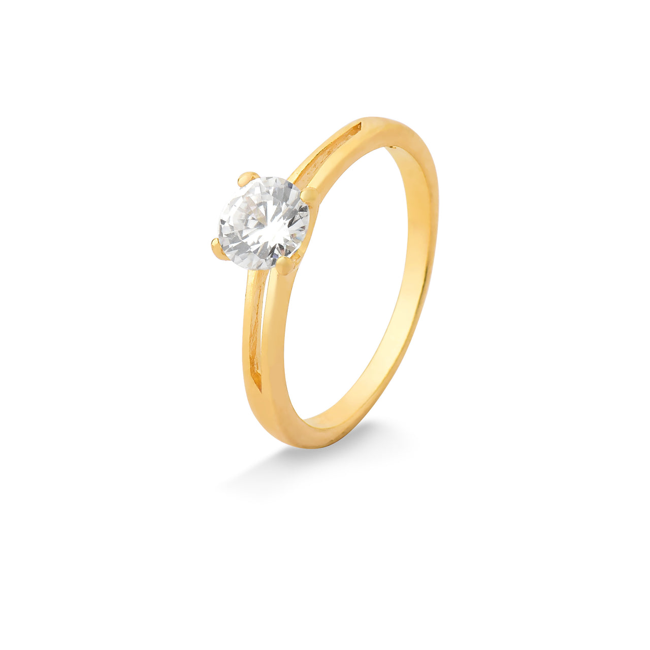 ANEL SOLITÁRIO COM ZIRCÔNIA FOLHEADO A OURO 18K