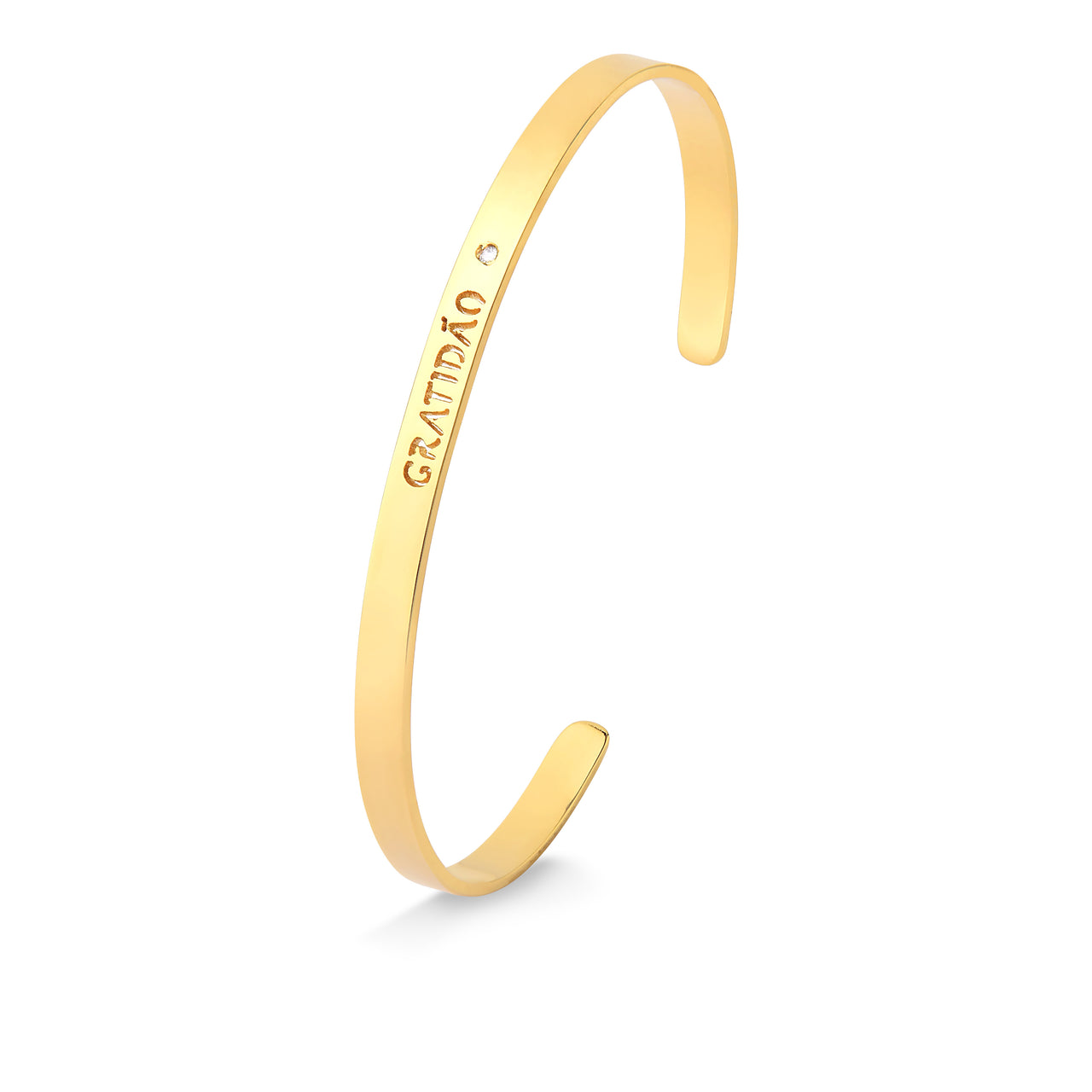 BRACELETE REGULÁVEL COM GRAVAÇÃO GRATIDÃO FOLHEADO A OURO 18K