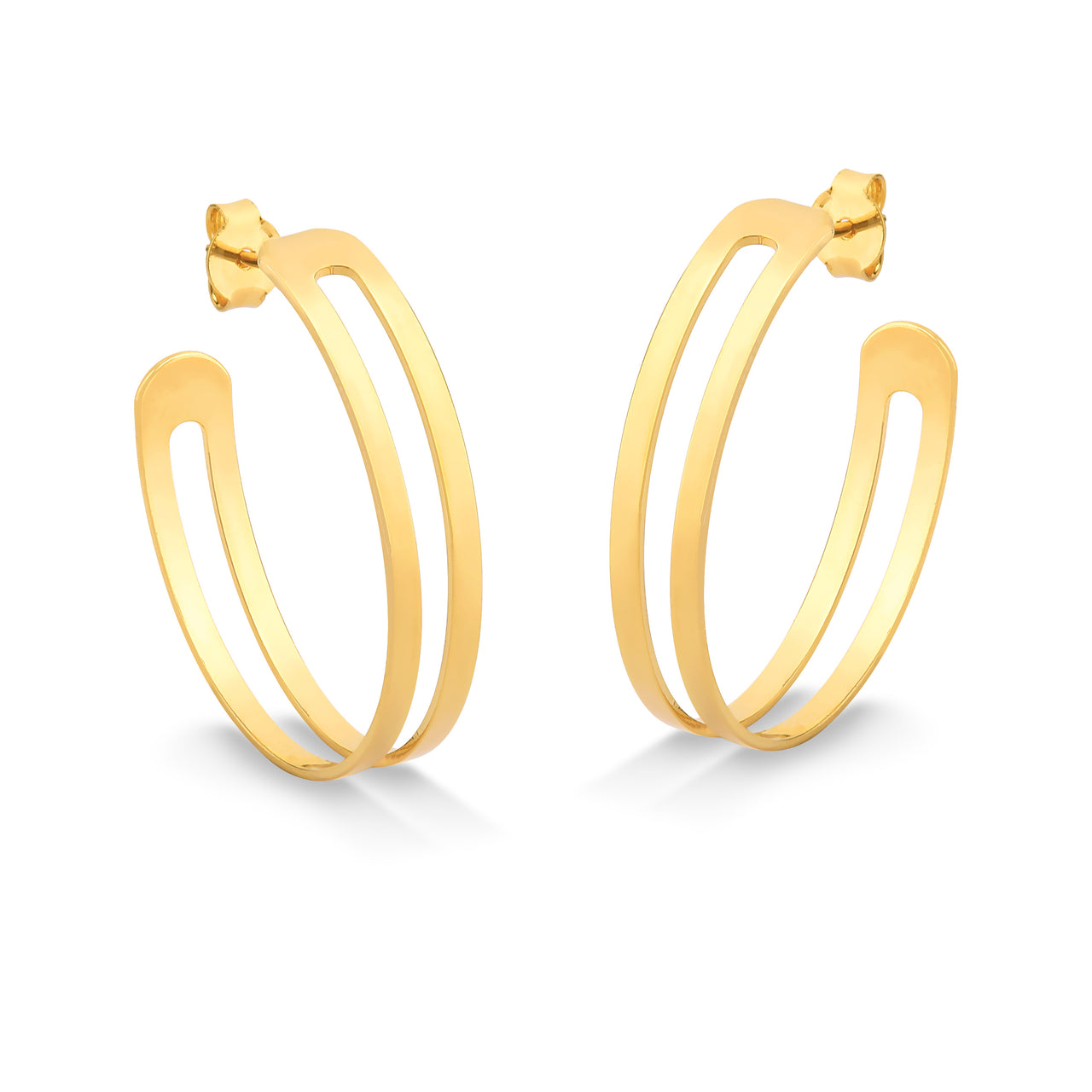 BRINCO DE ARGOLA DUPLA GRANDE ABERTA FOLHEADA A OURO 18K